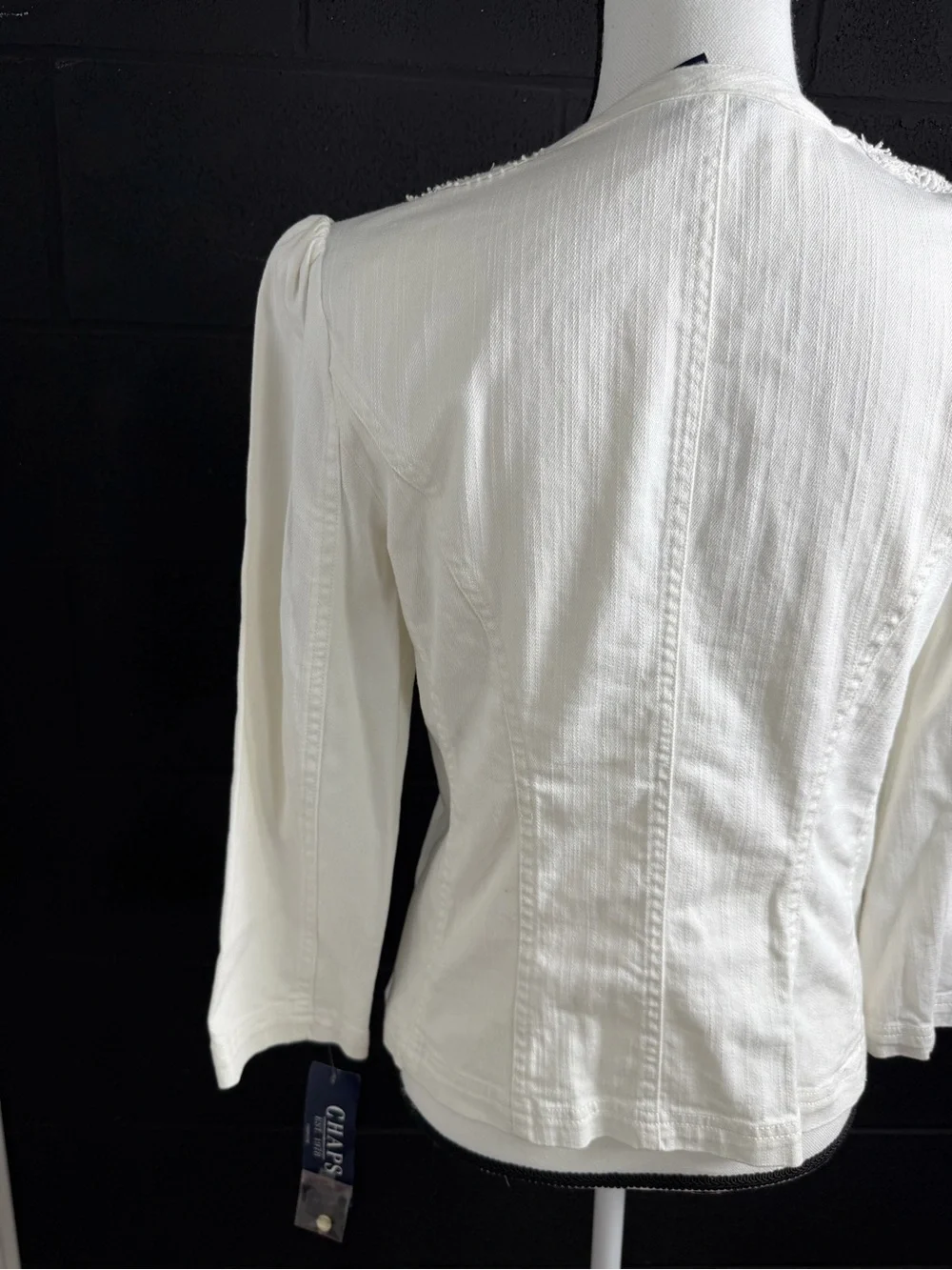 Chaps White Embroidered Button-Front Women’s Shirt/Jacket , puff sleeve NWT Med